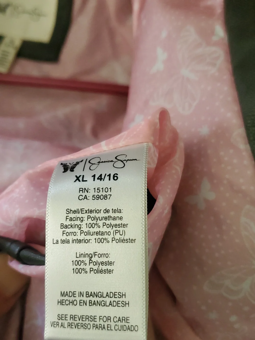 Cutest Jacket In The World. Jessica Simpson Faux Leather Pink Lining Butterflies - Picture 6 of 14